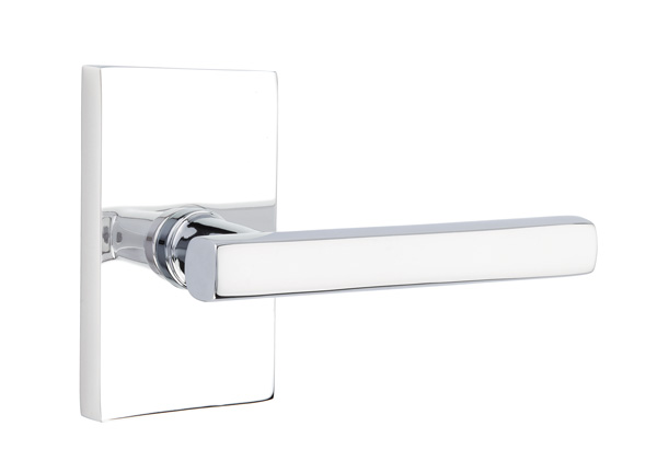 Emtek 5052FRLUS26 Dummy, Pair. Modern Rectangular Rosette. Freestone Lever. Polished Chrome