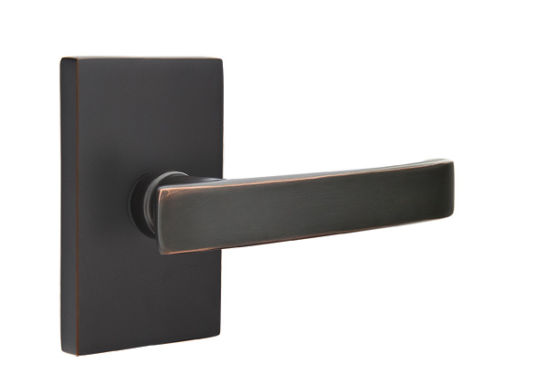 Emtek 5052GVUS10B Dummy, Pair. Modern Rectangular Rosette. Geneva Lever. Oil Rubbed Bronze