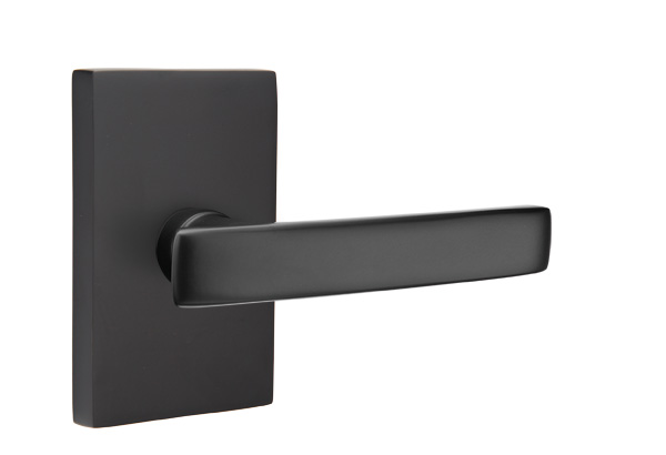 Emtek 5052GVUS19 Dummy, Pair. Modern Rectangular Rosette. Geneva Lever. Flat Black