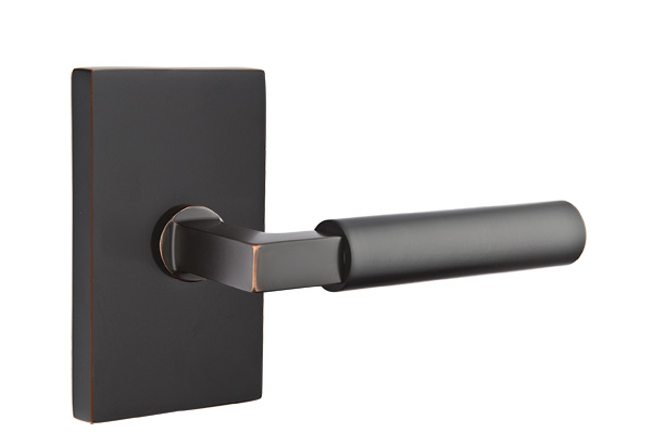 Emtek 5052HECUS10B Dummy, Pair. Modern Rectangular Rosette. Hercules Lever. Oil Rubbed Bronze