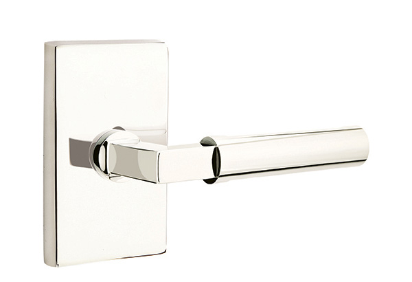 Emtek 5052HECUS14 Dummy, Pair. Modern Rectangular Rosette. Hercules Lever. Polished Nickel-Lifetime