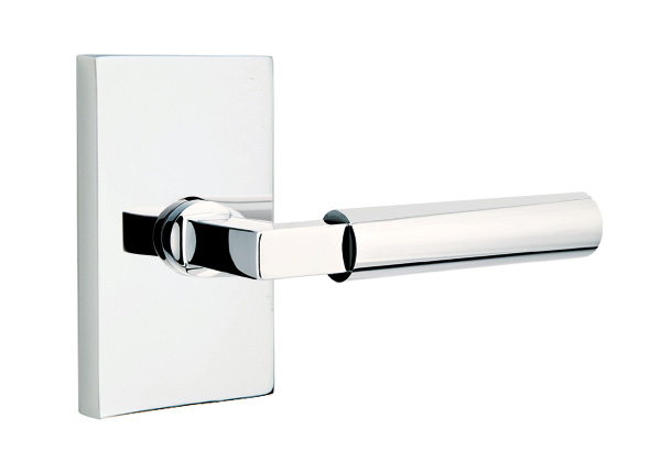 Emtek 5052HECUS26 Dummy, Pair. Modern Rectangular Rosette. Hercules Lever. Polished Chrome