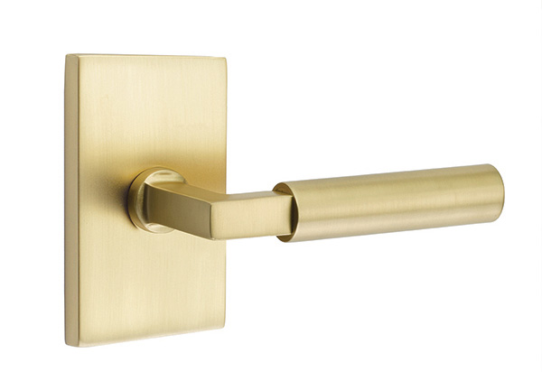 Emtek 5052HECUS4 Dummy, Pair. Modern Rectangular Rosette. Hercules Lever. Satin Brass