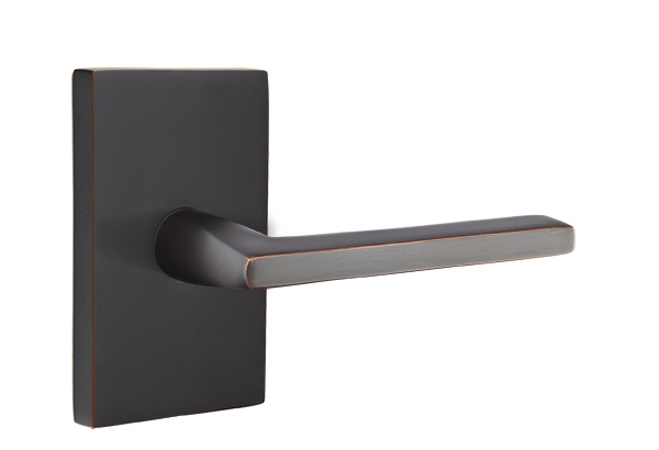 Emtek 5052HLOUS10B Dummy, Pair. Modern Rectangular Rosette. Helios Lever. Oil Rubbed Bronze