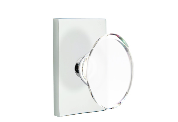 Emtek 5052HTUS26 Dummy, Pair. Modern Rectangular Rosette. Hampton Knob. Polished Chrome