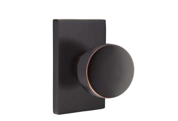 Emtek 5052LAUUS10B Dummy, Pair. Modern Rectangular Rosette. Laurent Knob. Oil Rubbed Bronze