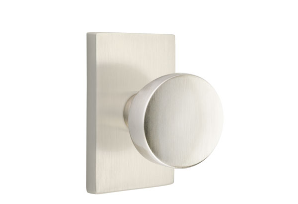 Emtek 5052LAUUS15 Dummy, Pair. Modern Rectangular Rosette. Laurent Knob. Satin Nickel