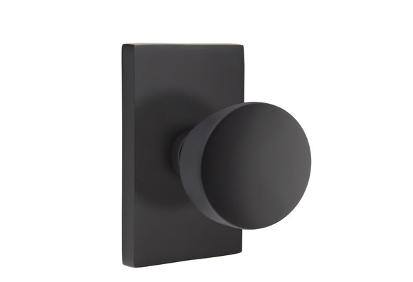 Emtek 5052LAUUS19 Dummy, Pair. Modern Rectangular Rosette. Laurent Knob. Flat Black