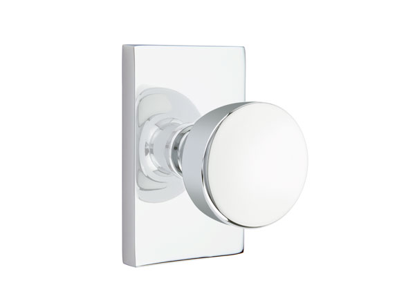 Emtek 5052LAUUS26 Dummy, Pair. Modern Rectangular Rosette. Laurent Knob. Polished Chrome