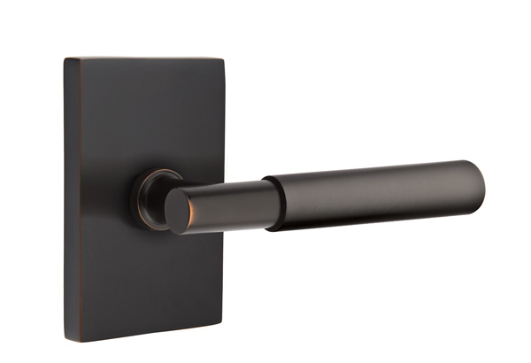 Emtek 5052MYLUS10B Dummy, Pair. Modern Rectangular Rosette. Myles Lever. Oil Rubbed Bronze