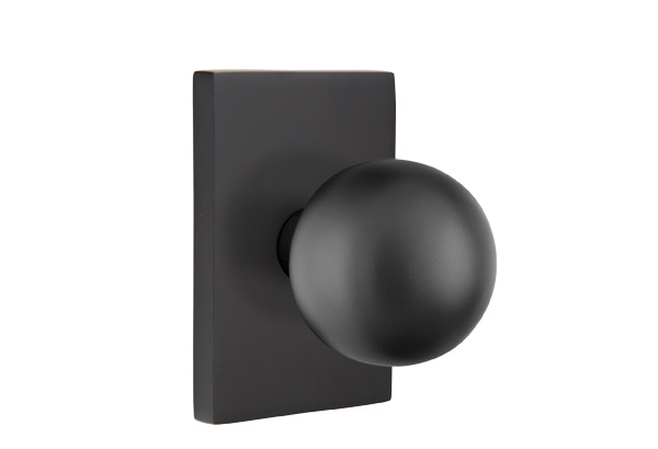 Emtek 5052ORBUS19 Dummy, Pair. Modern Rectangular Rosette. Orb Knob. Flat Black