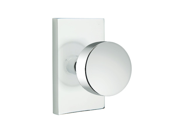 Emtek 5052ROUUS26 Dummy, Pair. Modern Rectangular Rosette. Round Knob. Polished Chrome