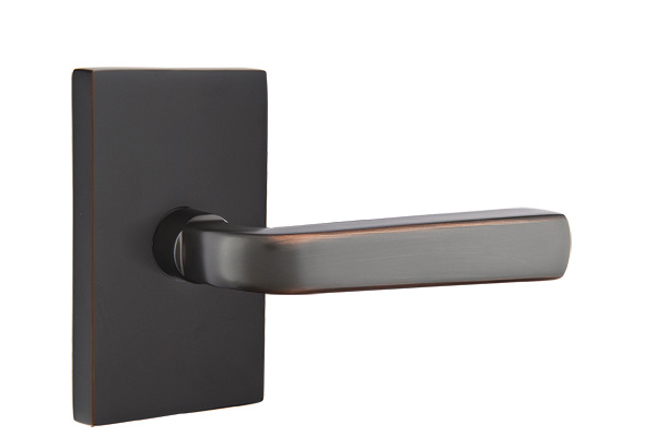 Emtek 5052SIOUS10B Dummy, Pair. Modern Rectangular Rosette. Sion Lever . Oil Rubbed Bronze