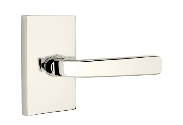 Emtek 5052SIOUS14 Dummy, Pair. Modern Rectangular Rosette. Sion Lever . Polished Nickel-Lifetime