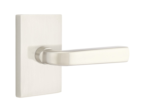 Emtek 5052SIOUS15 Dummy, Pair. Modern Rectangular Rosette. Sion Lever . Satin Nickel