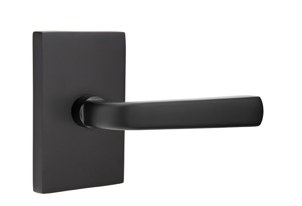 Emtek 5052SIOUS19 Dummy, Pair. Modern Rectangular Rosette. Sion Lever . Flat Black