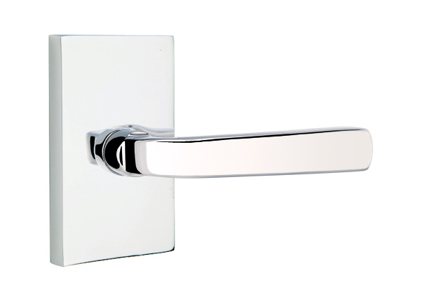 Emtek 5052SIOUS26 Dummy, Pair. Modern Rectangular Rosette. Sion Lever . Polished Chrome