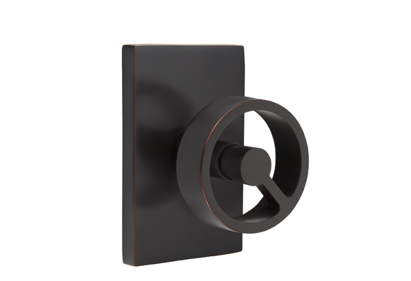 Emtek 5052SPKUS10B Dummy, Pair. Modern Rectangular Rosette. Spoke Knob. Oil Rubbed Bronze