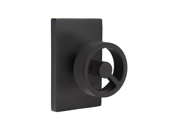 Emtek 5052SPKUS19 Dummy, Pair. Modern Rectangular Rosette. Spoke Knob. Flat Black