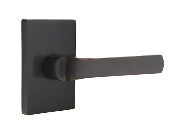 Emtek 5052SPNUS10B Dummy, Pair. Modern Rectangular Rosette. Spencer Lever. Oil Rubbed Bronze