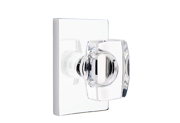 Emtek 5052WSUS26 Dummy, Pair. Modern Rectangular Rosette. Windsor Knob. Polished Chrome