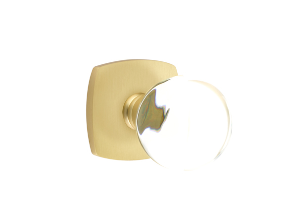 Emtek 5306BLUS4 Dummy, Pair. Urban Modern Rosette. Bristol Knob. Satin Brass