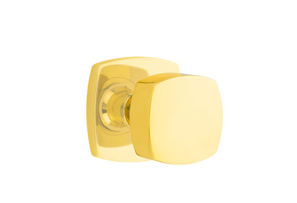 Emtek 5306FRKUS3NL Dummy, Pair. Urban Modern Rosette. Freestone Knob. Unlacquered Brass