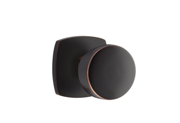 Emtek 5306LAUUS10B Dummy, Pair. Urban Modern Rosette. Laurent Knob. Oil Rubbed Bronze