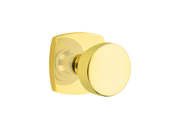 Emtek 5306LAUUS3NL Dummy, Pair. Urban Modern Rosette. Laurent Knob. Unlacquered Brass