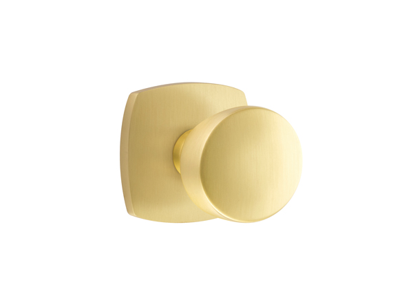 Emtek 5306LAUUS4 Dummy, Pair. Urban Modern Rosette. Laurent Knob. Satin Brass