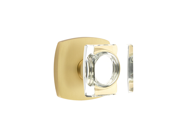 Emtek 5306MSCUS4 Dummy, Pair. Urban Modern Rosette. Modern Square Knob. Satin Brass