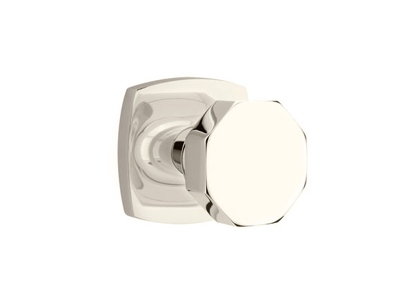 Emtek 5306OCTUS14 Dummy, Pair. Urban Modern Rosette. Octagon Knob. Polished Nickel-Lifetime