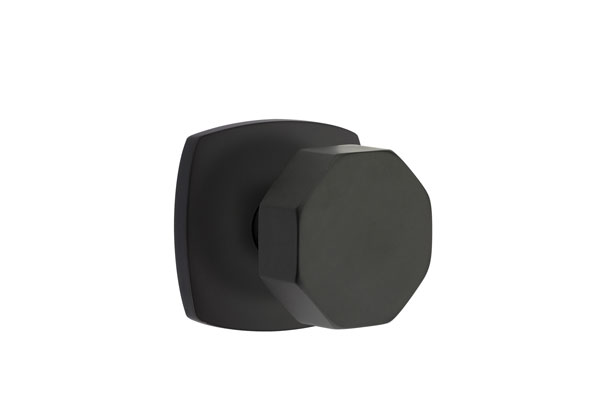 Emtek 5306OCTUS19 Dummy, Pair. Urban Modern Rosette. Octagon Knob. Flat Black