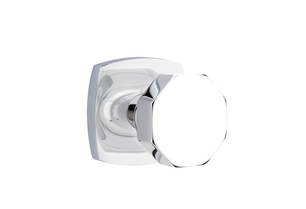 Emtek 5306OCTUS26 Dummy, Pair. Urban Modern Rosette. Octagon Knob. Polished Chrome