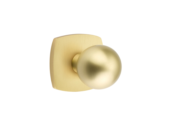 Emtek 5306ORBUS4 Dummy, Pair. Urban Modern Rosette. Orb Knob. Satin Brass