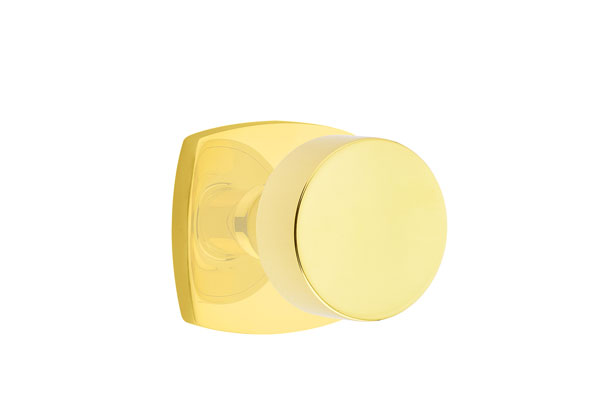 Emtek 5306ROUUS3NL Dummy, Pair. Urban Modern Rosette. Round Knob. Unlacquered Brass