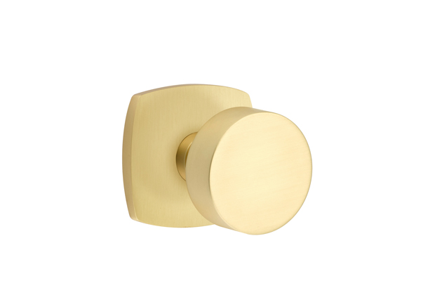 Emtek 5306ROUUS4 Dummy, Pair. Urban Modern Rosette. Round Knob. Satin Brass