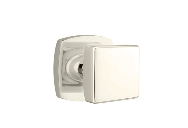 Emtek 5306SQUUS14 Dummy, Pair. Urban Modern Rosette. Square Knob. Polished Nickel-Lifetime