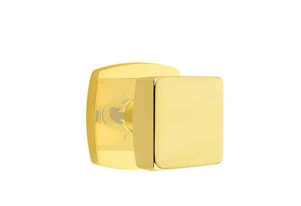 Emtek 5306SQUUS3NL Dummy, Pair. Urban Modern Rosette. Square Knob. Unlacquered Brass