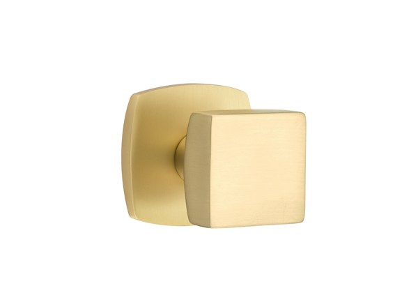 Emtek 5306SQUUS4 Dummy, Pair. Urban Modern Rosette. Square Knob. Satin Brass