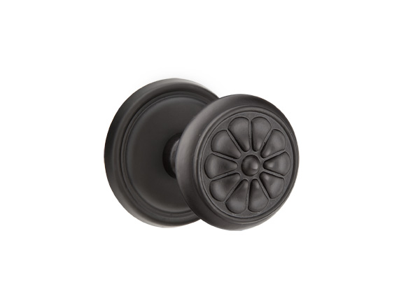 Emtek 70512PTFB Dummy, Pair. #12 Rosette. Petal Knob. Flat Black Bronze