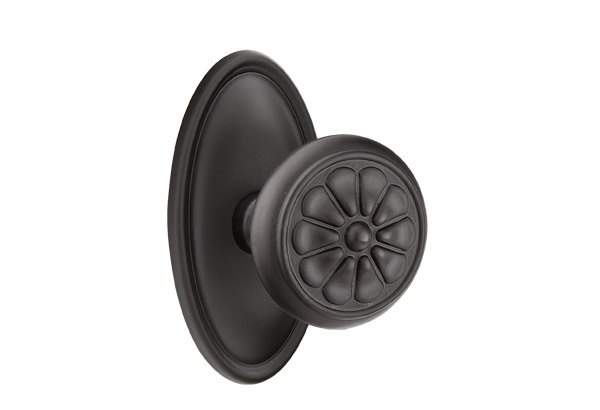 Emtek 70514PTFB Dummy, Pair. #14 Rosette. Petal Knob. Flat Black Bronze