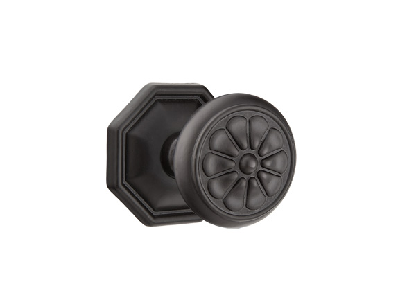 Emtek 70515PTFB Dummy, Pair. #15 Rosette. Petal Knob. Flat Black Bronze