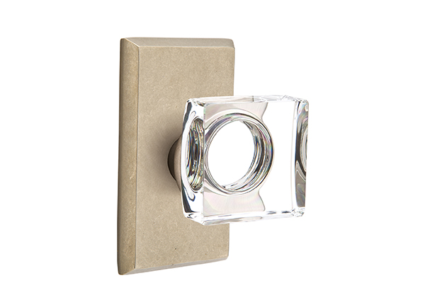 Emtek 7054MSCTWB Dummy, Pair. #3 Rosette. Modern Square Knob. Tumbled White Bronze