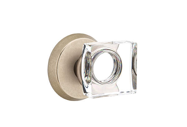 Emtek 7056MSCTWB Dummy, Pair. #2 Rosette. Modern Square Knob. Tumbled White Bronze