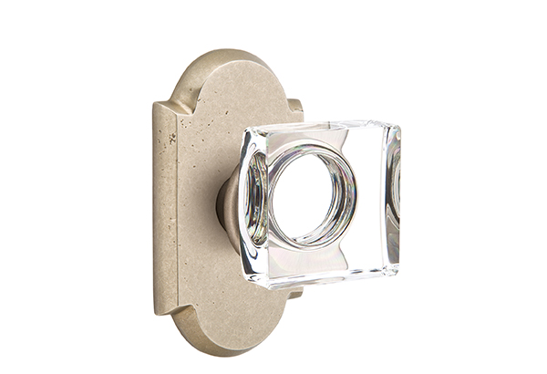 Emtek 7058MSCTWB Dummy, Pair. #1 Rosette. Modern Square Knob. Tumbled White Bronze