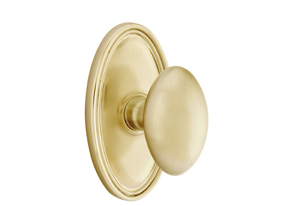 Emtek 8220EUS4 Privacy Set. Oval Rosette. Egg Knob. Satin Brass [8220EUS4]  - $118.40 : LuxHome, Discount Plumbing and Hardware