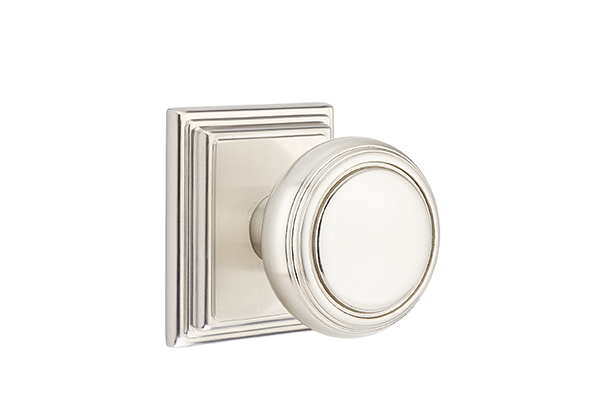 Emtek 8561NWUS15 Dummy, Pair. Wilshire Rosette. Norwich Knob. Satin Nickel