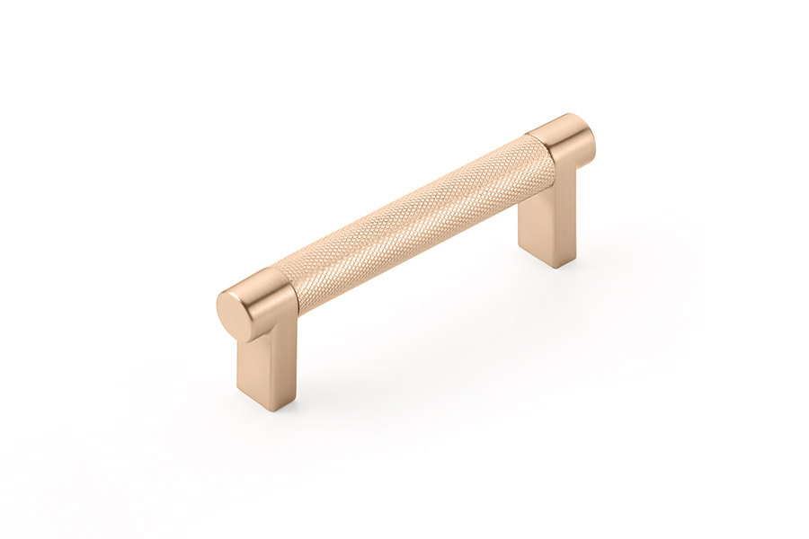 Emtek 84056.RECUS19.KNSCU Select Cabinet Pull 8 in C-C, Rectangular Stem, Knurled Bar - Satin Copper