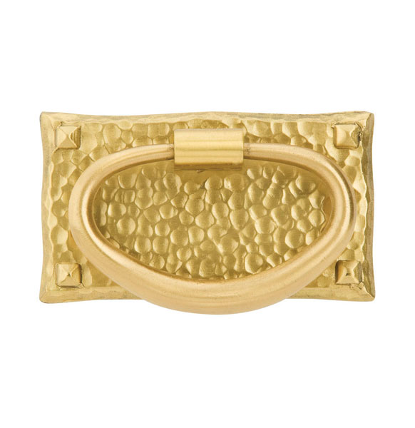 Emtek 86041US4 Hammered Oval Pull - Satin Brass